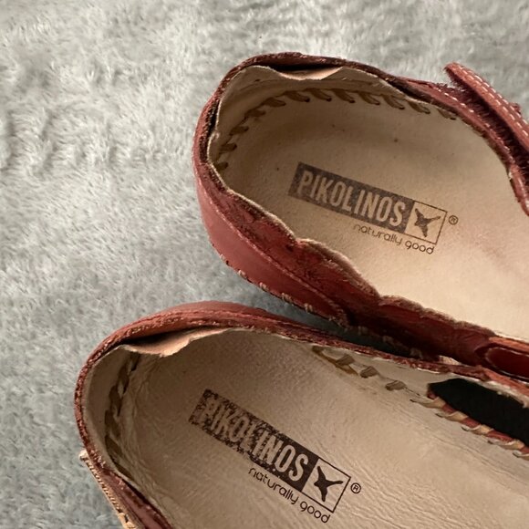 Pikolinos Puerto Vallarta Closed Toe Sandals Shoes Red Leather 41 US 10.5 11 - Picture 4 of 8